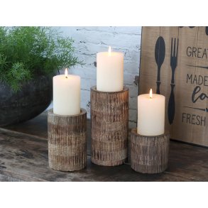 Chic Antique, Lysestage til bloklys, mangotr, natur