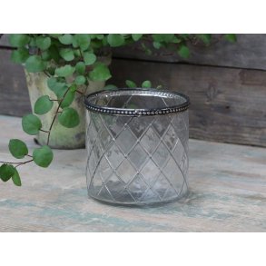 Chic Antique, Glas Skjuler med perlekant og store tern