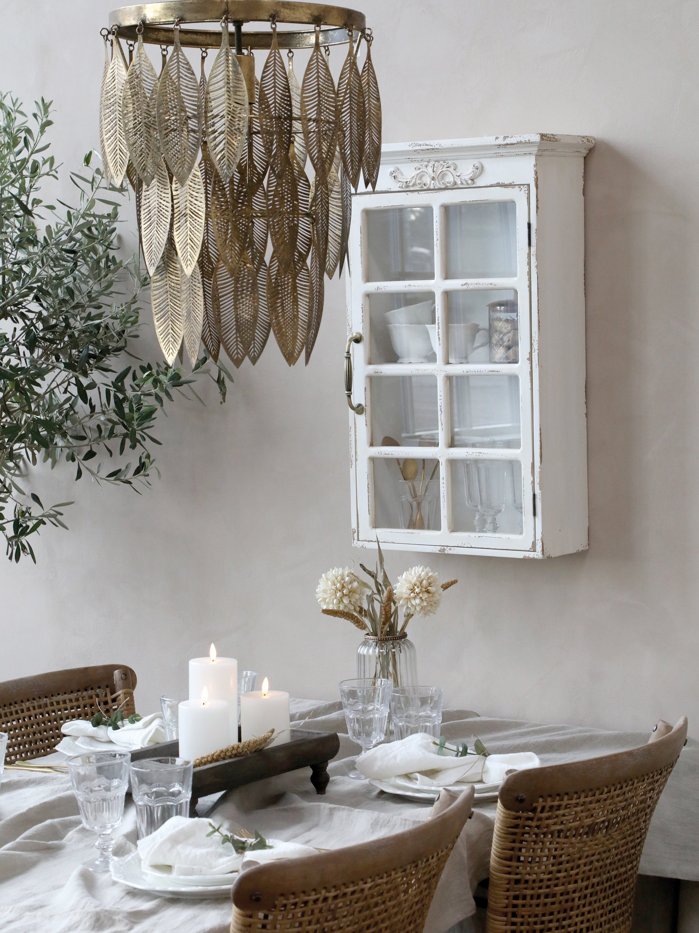 Chic Antique, Lampe med metal deko, messing