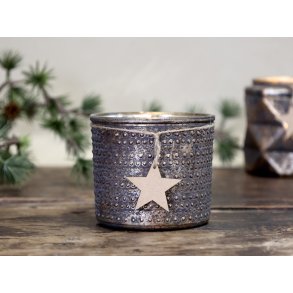 Chic Antique, Fyrfadsstage med stjerne (H8 cm.), antique mocca