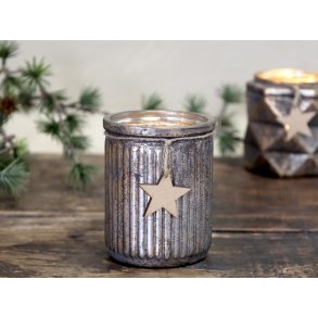 Chic Antique, Fyrfadsstage med stjerne (H11 cm), antique mocca