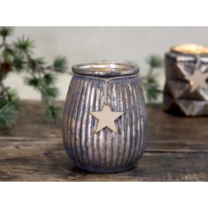 Chic Antique, Fyrfadsstage med stjerne (H11 cm.), antique mocca