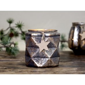 Chic Antique, Fyrfadsstage med stjerne (H10 cm.), antique mocca