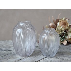 Chic Antique, Vase med bladmnster, klart glas