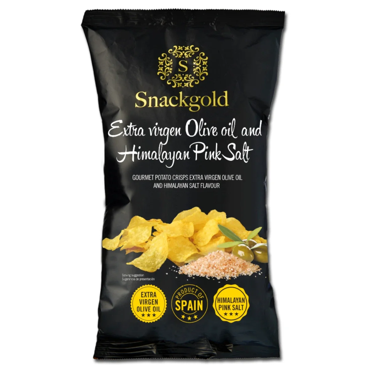 Snack gold, Spanske Gourmet chips med Himalaya salt, 125g.