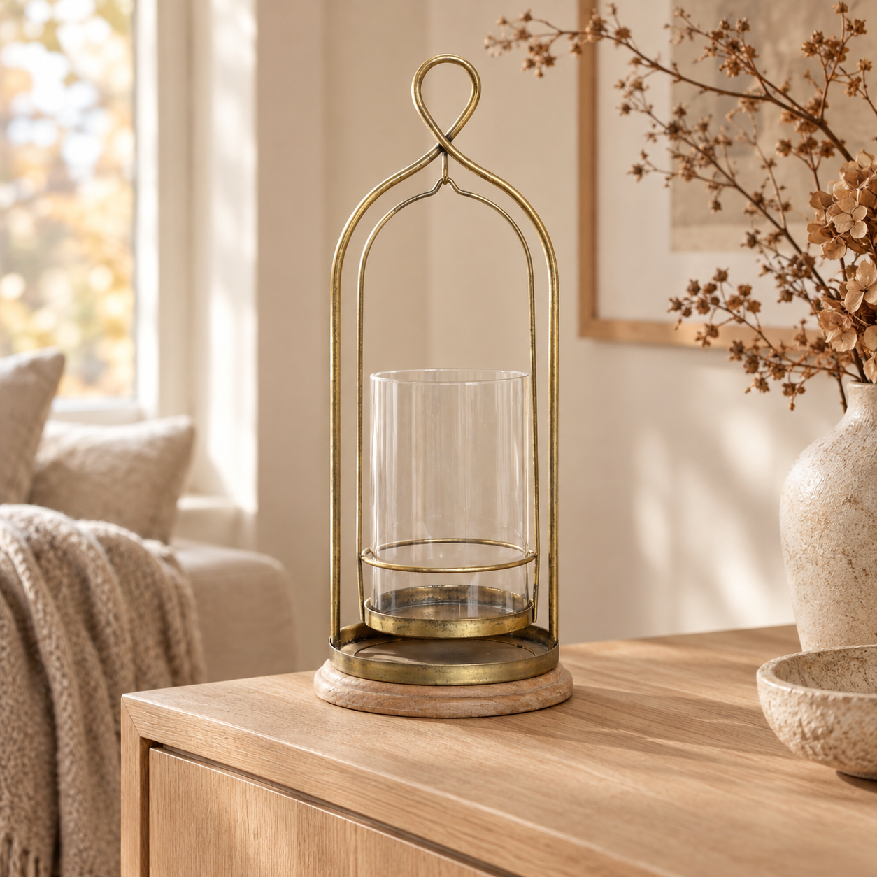 Chic Antique, Hurricane med glas, antique messing