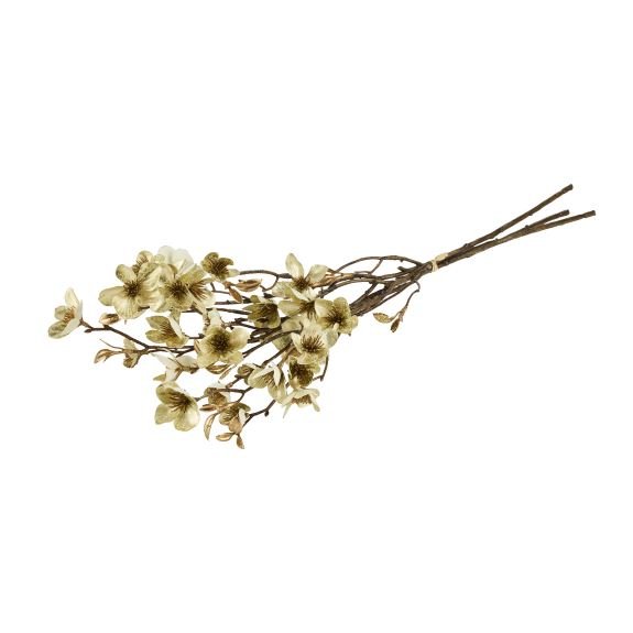 La Vida, Silkeblomst, Blomstergren, 3 stk., L53 cm., hvid/gylden