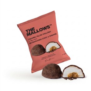 THE MALLOWS, Caramel filled mallow, M�rk chokolade og appelsin smag, 1 stk.