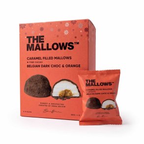 THE MALLOWS, Caramel filled mallow, M�rk chokolade og appelsin smag, box 5 stk.
