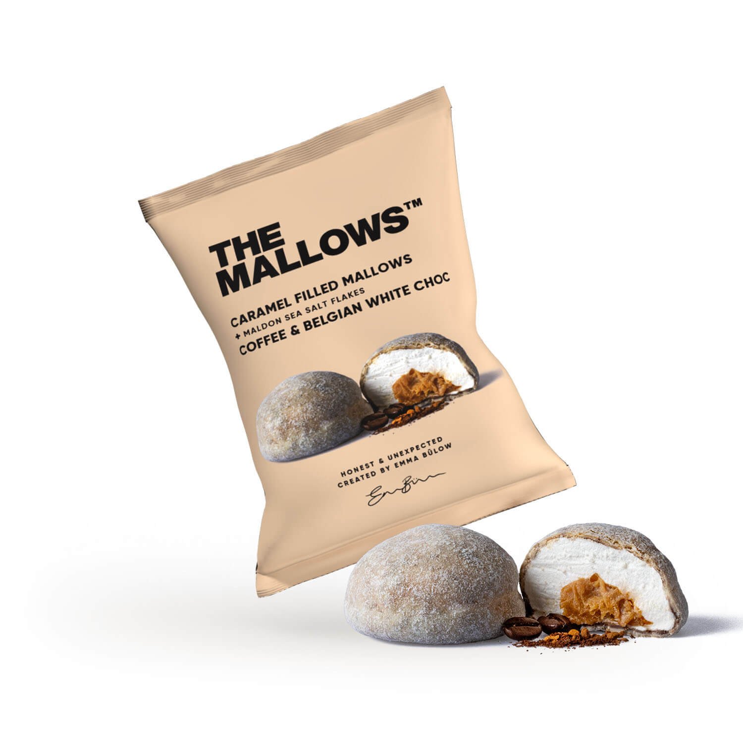 THE MALLOWS, Caramel filled mallow, Hvid chokolade, karamel, kaffe, 1 stk.
