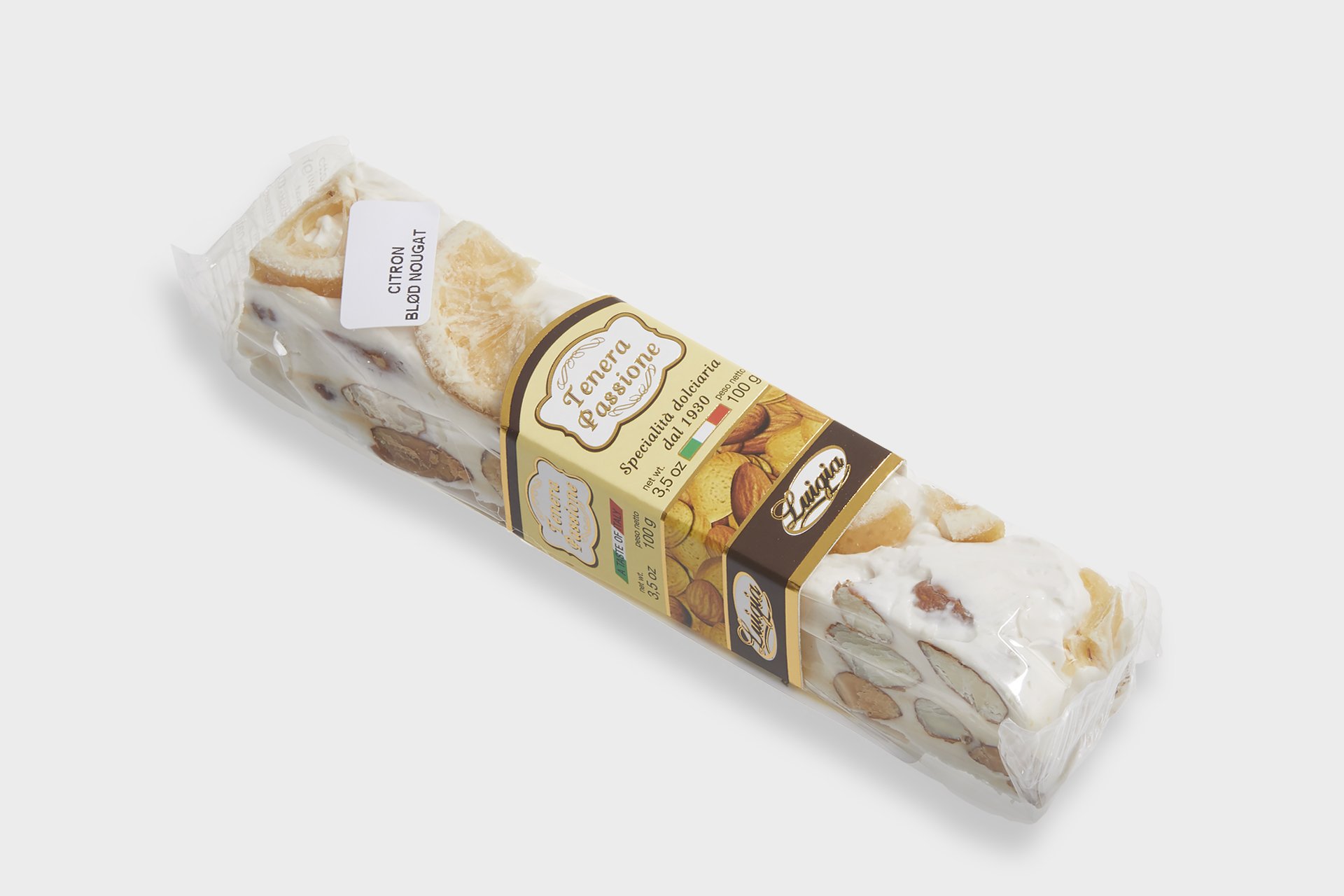 Lowin, Bld nougat med limone, ca 100 g.