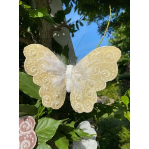 La Vida, deko sommerfugl med clips, lys gul