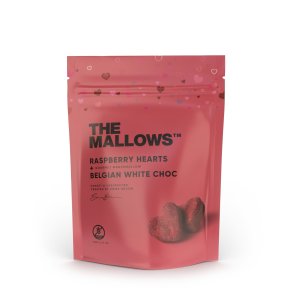 THE MALLOWS, Skumfidus - rde hjerter med hvid chokolade, 90g.