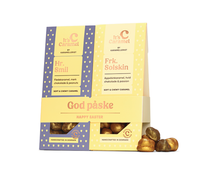 Karamelleriet, GOD P�SKE, 2 x 100 g, gul/lilla