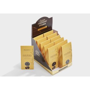 Lowin, Mandler overtrukket med mrk chokolade, 150g.