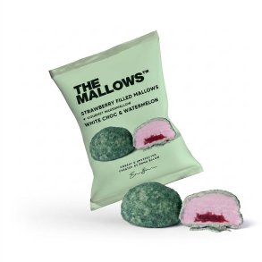 THE MALLOWS, Caramel filled mallow, Hvid chokolade, jordb�rskum og vandmelon smag, 1 stk.