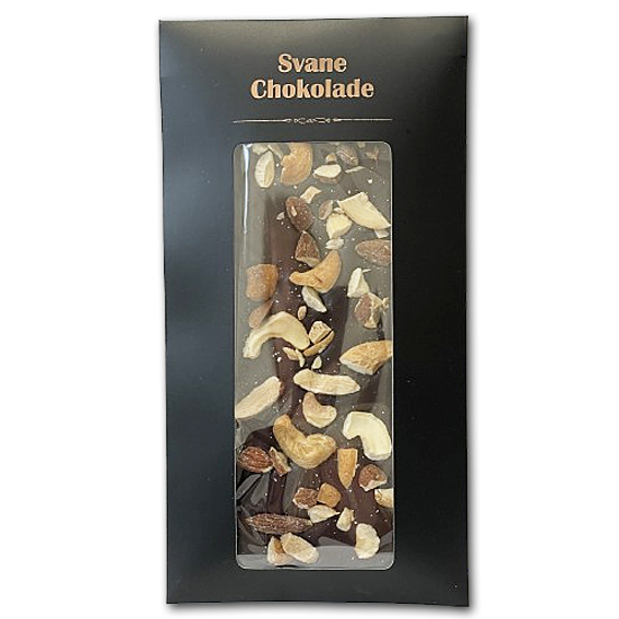 Svane Chokolade, M�rk Chokolade med Blandede n�dder, 70 g. 