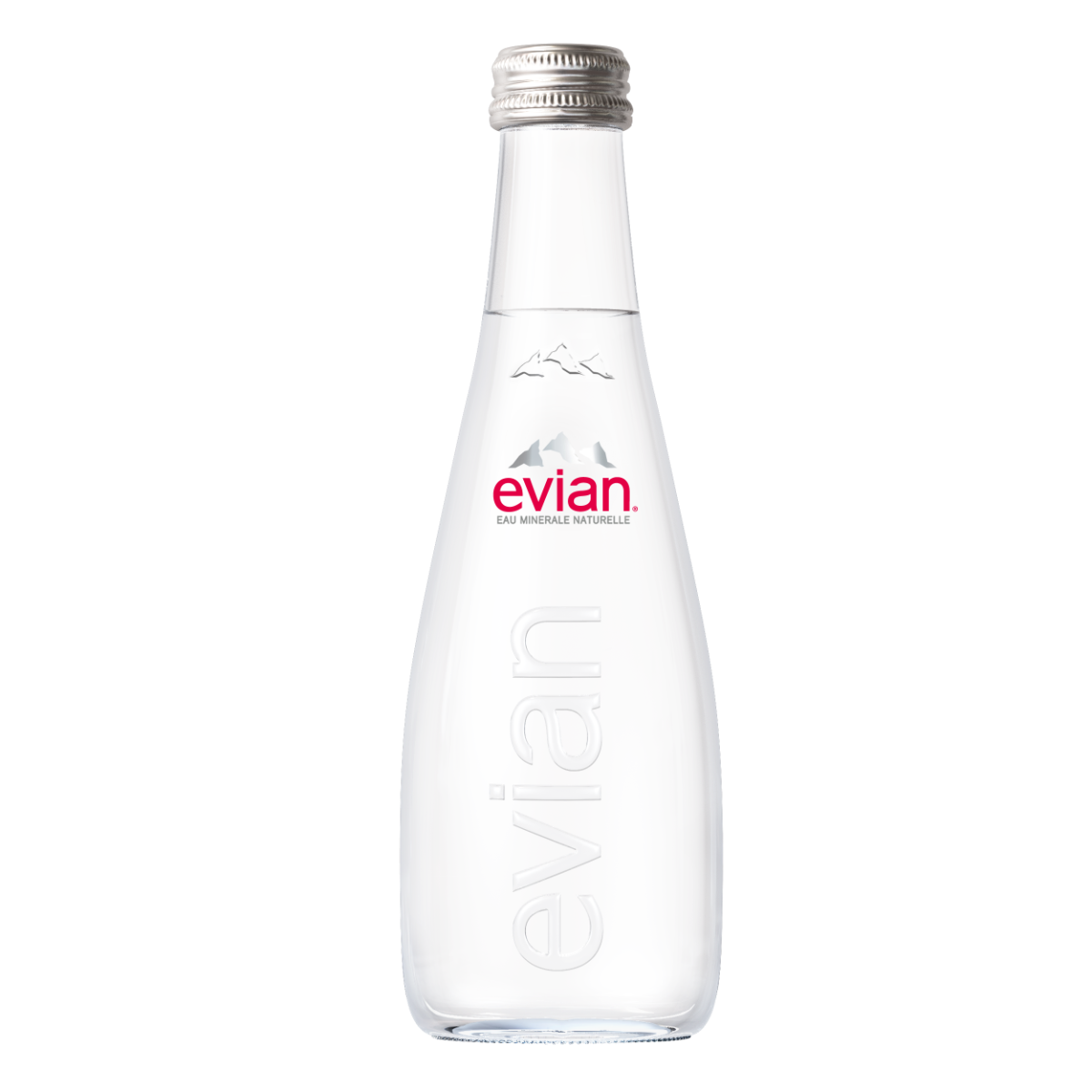 Evian, Natural mineral water, 33CL glas