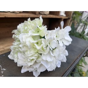 DEKO FLORALE, Kunstig hortensia, 46 cm, grn/hvid, real touch