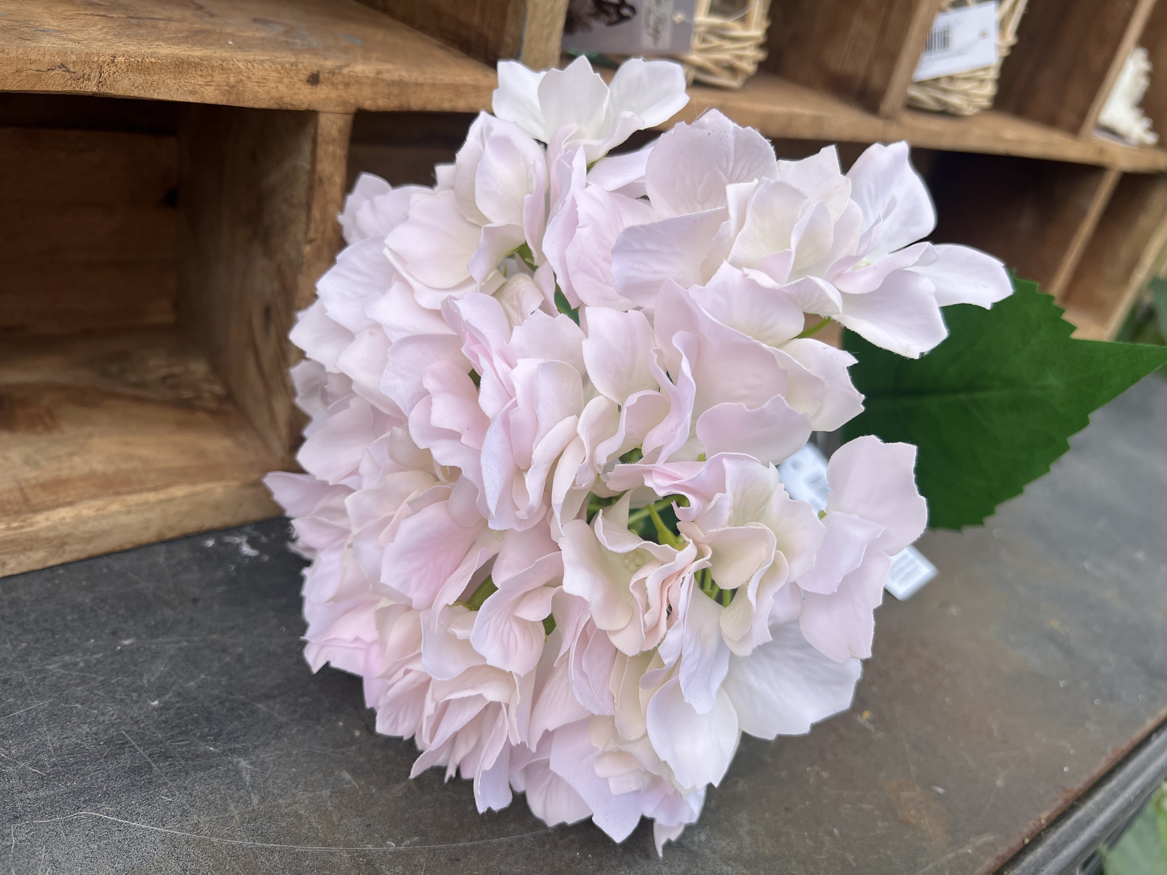 DEKO FLORALE, Kunstig hortensia, 46 cm, lyserd, real touch