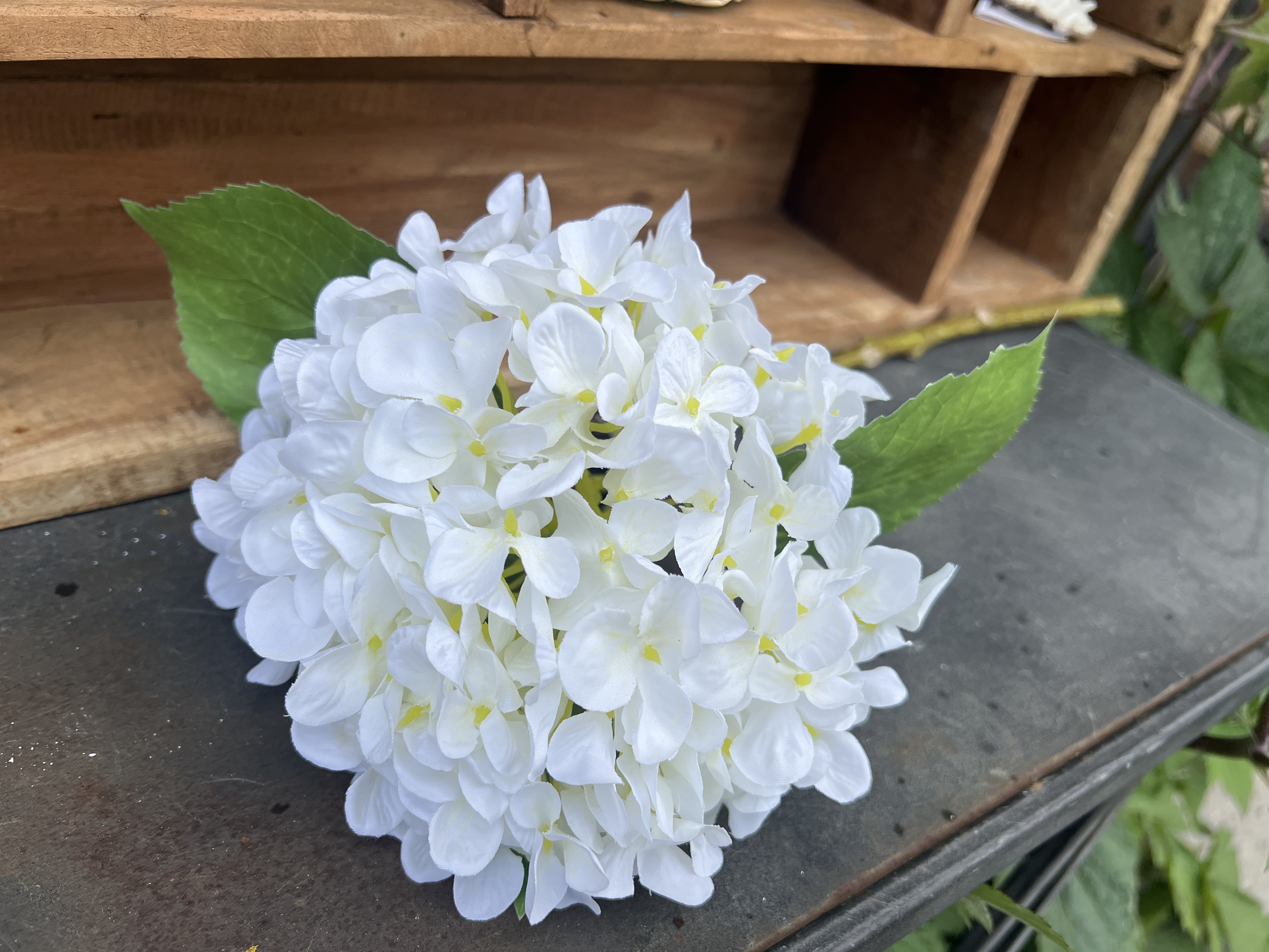 DEKO FLORALE, Kunstig hortensia, 44 cm, hvid