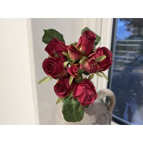 DEKO FLORALE, Blomsterbuket med 9 stk. roser, 23 cm., rd