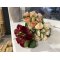 DEKO FLORALE, Blomsterbuket med 9 stk. roser, 23 cm., rd
