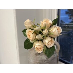 DEKO FLORALE, Blomsterbuket med 9 stk. roser, 23 cm., cream