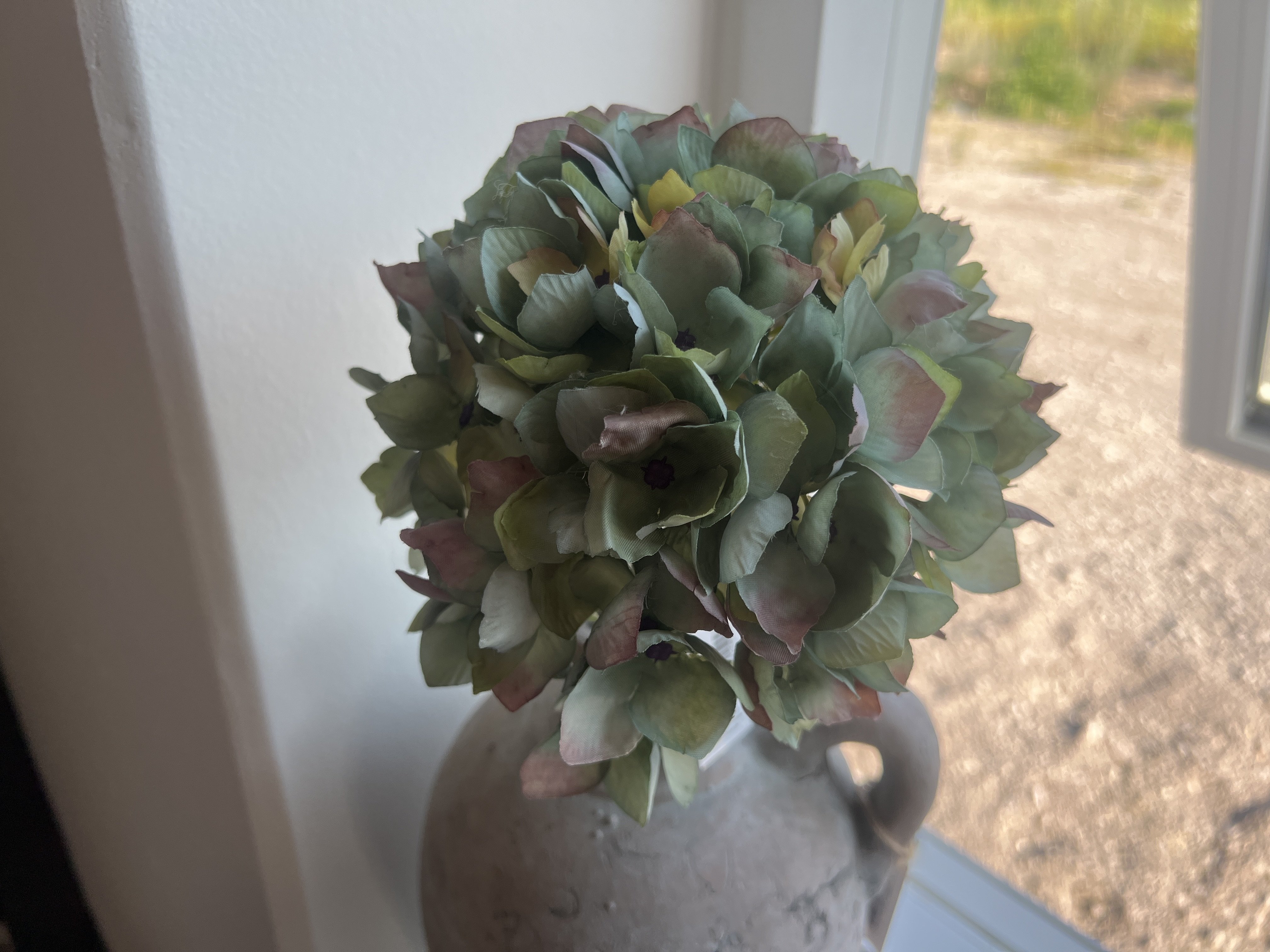 DEKO FLORALE, Kunstig hortensia, 47 cm, grn/gr