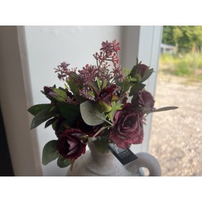 DEKO FLORALE, Buket med rosemix, 37 cm., bordeaux