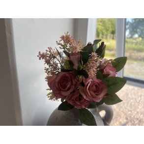 DEKO FLORALE, Buket med rosemix, 37 cm., lyserd