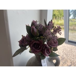 DEKO FLORALE, Buket med rosemix, 37 cm., lilla