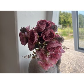 DEKO FLORALE, Blomsterbuket med rose, 33 cm. 