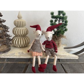 Chic Antique, Noa & Noel Julemus siddende, st med 2, 38 cm hj