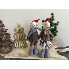 Chic Antique, Asger & Agnes Julemus stende st med 2, 38 cm hj