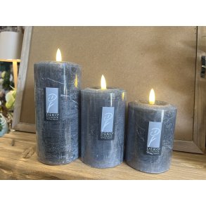 DEKO FLORALE, Bloklys LED, anthracite, 7,6 cm. i diameter