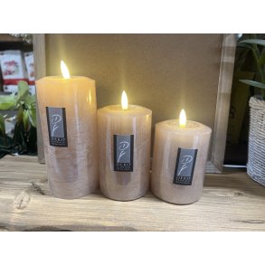 DEKO FLORALE, Bloklys LED, coffee, 7,6 cm. i diameter