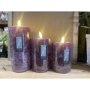 DEKO FLORALE, Bloklys LED, lilla, 7,6 cm. i diameter