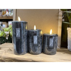 DEKO FLORALE, Bloklys LED, Sort, 7,6 cm. i diameter