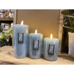 DEKO FLORALE, Bloklys LED, lys bl, 7,6 cm. i diameter