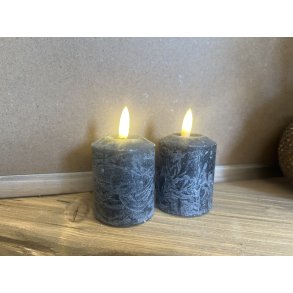 DEKO FLORALE, Bloklys LED, sort, st med 2 stk., 5,2 cm