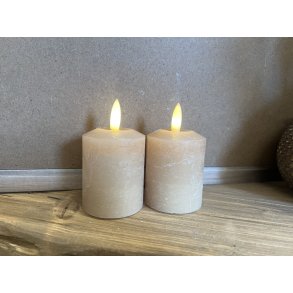 DEKO FLORALE, Bloklys LED, coffee, st med 2 stk., 5,2 cm