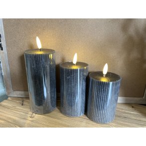 DEKO FLORALE, Bloklys LED, sort, 7 cm. i diameter