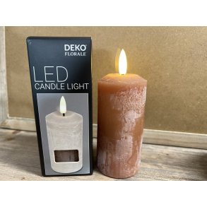 DEKO FLORALE, Bloklys LED, brun, 5,2/H10 cm.