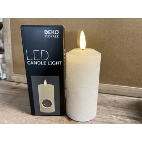 DEKO FLORALE, Bloklys LED, mrk cream, 5,2/H10 cm.