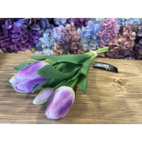 DEKO FLORALE, Kunstig tulipan, lilla (naturtro), 5 stk. 30 cm. 