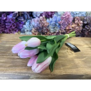 DEKO FLORALE, Kunstig tulipan, lyser�d/hvid (naturtro), 5 stk. 30 cm. 