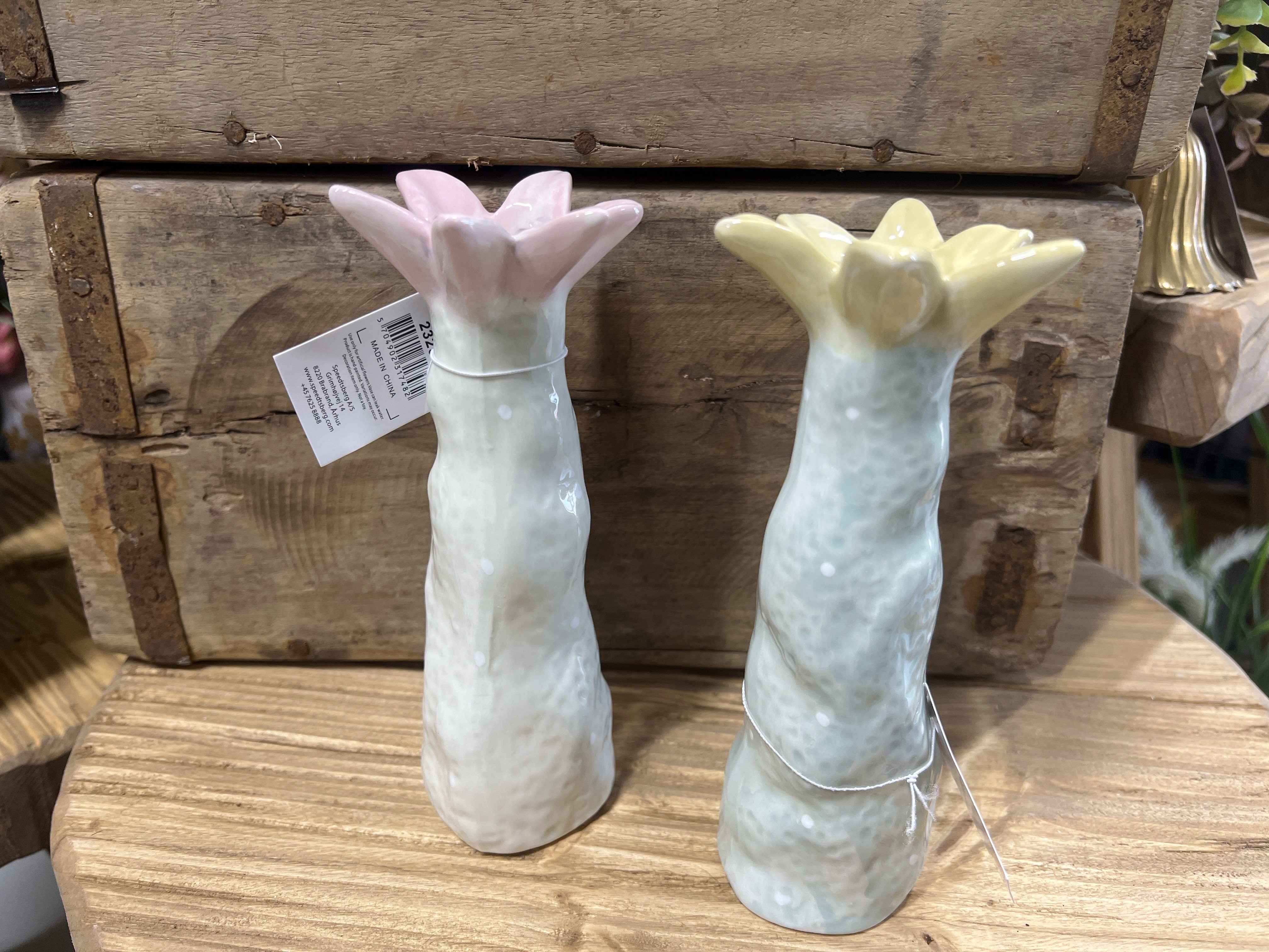 Speedtsberg, Vase med blomst, D7 x H17 cm. (grn/hvid)