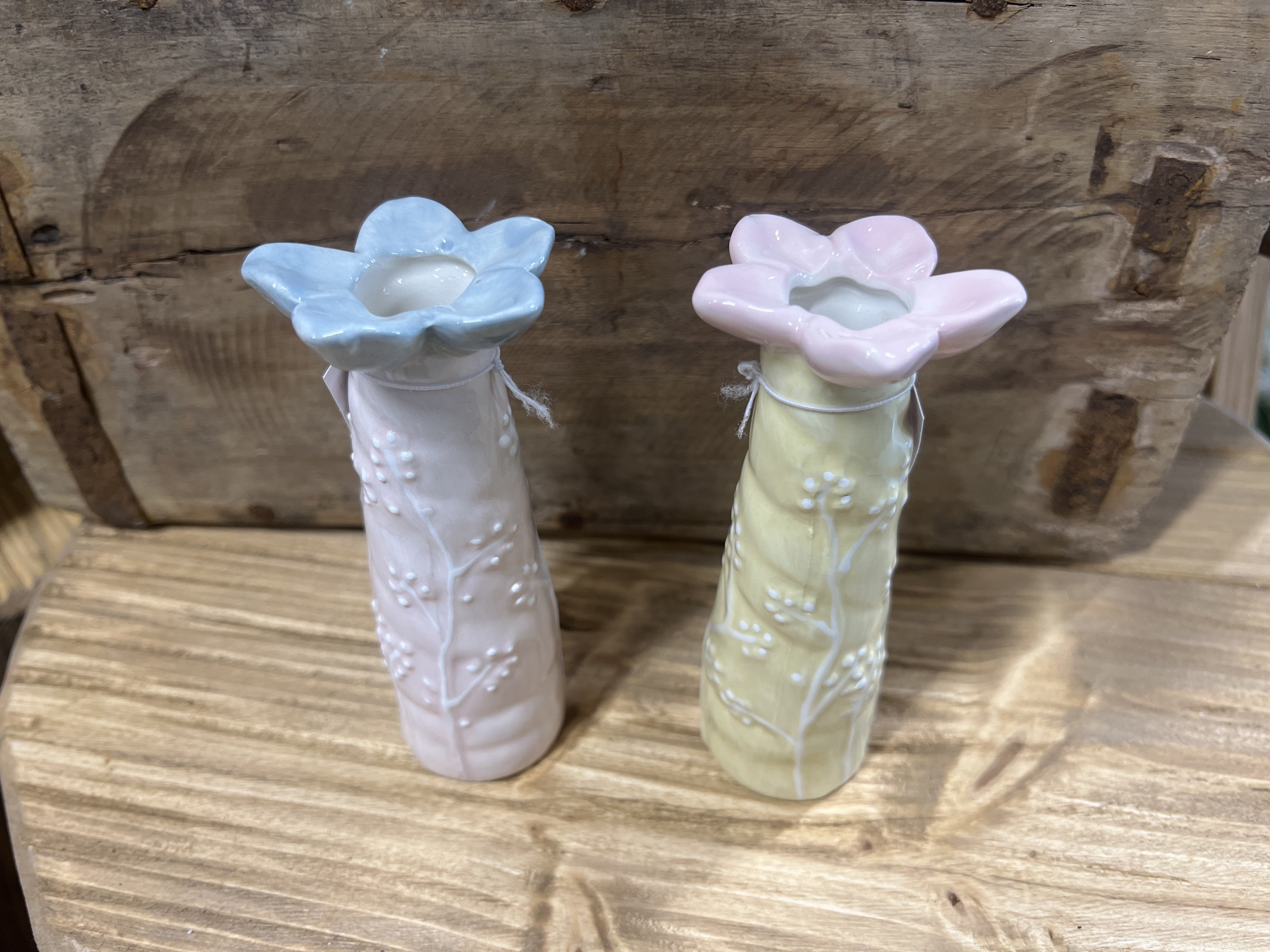 Speedtsberg, Vase med blomst, D5x12cm. (gul/lyserd)