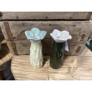 Speedtsberg, Vase med blomst, D6 x H15 cm. (mrkegrn/gul)